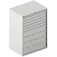 Schäfer Shop Schubladenschrank WSK 54-36, Stahl, 10 Schübe, bis 75 kg, B 1023 x T 725 x H 1450 mm, lichtgrau/lichtgrau