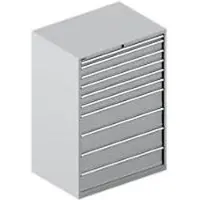 Schäfer Shop Schubladenschrank WSK 54-36, Stahl, 10 Schübe, bis 75 kg, B 1023 x T 725 x H 1450 mm, weissaluminium/weissaluminium