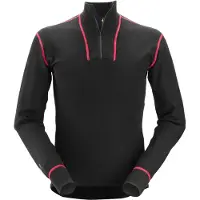 Snickers Workwear ProtecWork Wollmix Unterhemd m. Halbreißverschluss, EN 1149, 11612, IEC 61482 Schwarz-XS