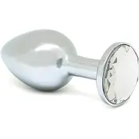 Rimba XS - transparenter, mit Stein besetzter Metall-Butt-Plug (Silber)
