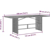 vidaXL Gartentisch mit Akazienholz-Platte Grau 190x80x75cm Poly Rattan