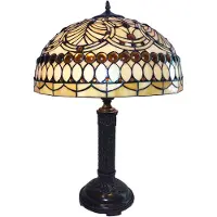 Clayre & Eef Tiffany Tischlampe Ø 46x62 cm Beige Glas