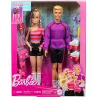 Barbie Fashionistas Set mit 2 Puppen und 6 Accessoires, Thema Rollschuhe, 65. Jubiläum, Modepuppe, Männer & Frauen (Set), 3 Jahr(e), Mädchen, 300 mm, 280 g