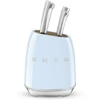 Smeg KBSF02PB Messerblock Schlitzmesserblock Kunststoff, Edelstahl, Holz Blau, Chrom, Holz