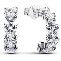 Pandora 293657C01 Silber-Creolen für Damen Funkelnde Herzen Ohrringe
