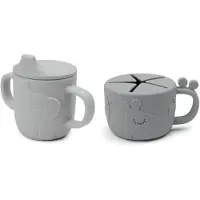 Done by Deer Trink- und Snackbecher - 2er-Pack - Peekaboo - Grau - - One Size - Becher