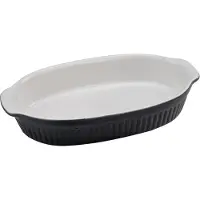 Creatable Auflaufform "Classic Black & White", Steinzeug, (1 St.), markantes Streifenrelief, außen schwarz, innen weiß, 33,5 x 19 cm