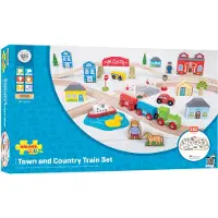 Bigjigs Schienen Holz Zugset Stadt und Land - 101-teilig