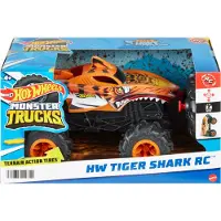 Hot Wheels Monster Trucks RC HW Tigerhai RC im Maßstab 1:24, ferngesteuerter Spielzeugtruck, Monstertruck, 4 Jahr(e), AAA, Kunststoff, Schwarz, Orange