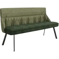 ByLiving Bank CALIFORNIA / Rücken Webstoff grün / Sitz Vintage-Velvet grün mit Keder / Gestell Metall schwarz / Bank mit Rückenlehne / B 180, H 88, T 63 cm