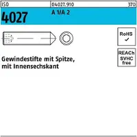 Reyher Gewindestift ISO 4027 Spitze/Innensechskant M 5 x 12 A 2