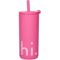 Design Letters - Hi Travel Trinkhalm-Becher, 0.5 l, cherry pink