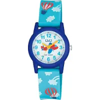 Q&Q Kinder Armbanduhr Resin, Flugzeug/ Heißluftballon, 10 Bar, Einschulung