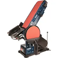 Ferm Tisch-Bandschleifer - BGM1022 - 1450 RPM - 350W - 2m Kabel - Verstellbares Schleifband & Arbeitstisch - 45 x 25 x 28cm