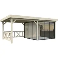 Palmako Pavillon Lenna Slide Plus 16,6 m² Set 704 588 x 300 cm natur