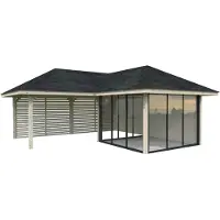 Palmako Pavillon »Bianca«, Aufstellmaße BxTxH: 672 x 672 x 319 cm, unbehandelt, Holz - braun