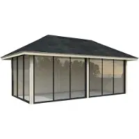 Palmako Pavillon Bianca 16,6 m² Set 502 Slide Plus 588 x 300 cm natur