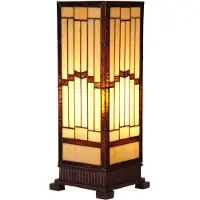 Clayre & Eef Tiffany Tischlampe 17x17x44 cm Beige Glas