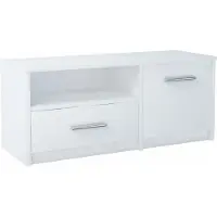 Matkam TV-Schrank BODO 1D1S, B98 x H42 x T35 cm, 1 x offene Ablage, 1 x Schublade und 1 x Fach mit Tür, TV-Kommode ideal für Wohnzimmer (Weiß)