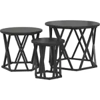 vidaXL Nesting Beistelltisch 3 stk. Schwarz Eichen-Optik