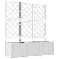 vidaXL Garten-Pflanzgefäß 3 pcs Weiß 120 x 40 x 143 cm Kunststoff
