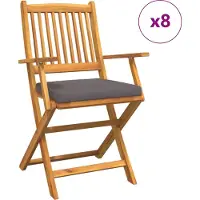 vidaXL Klappstuhl 8 Stk. Grau Massivholz Akazie