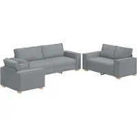 vidaXL Sofa 3 pcs Hellgrau 220 x 80 x 84 cm Leinenmischgewebe