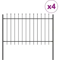 vidaXL Gartenzaun 4 pcs Grau 6,8 x 0,8 m Pulverbeschichteter Stahl