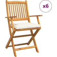 vidaXL Klappstuhl 6 Stk. Weiß Massivholz Akazie