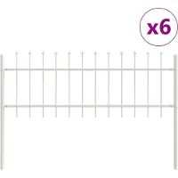vidaXL Gartenzaun 6 pcs Weiß 10,2 x 0,6 m Pulverbeschichteter Stahl