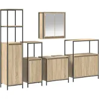 vidaXL Badezimmermöbel-Set 5 stk. Sonoma Eiche und Schwarz
