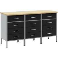 vidaXL Werkbank mit Speicher 3 Stk. Schwarz und Grau 150 x 55 x 85 cm
