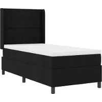 vidaXL LED Boxspringbett mit Kopfteil Schwarz 90 x 200 cm Stoff