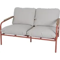 Mendler Aluminium-Gartenbank MCW-O11, Outdoor 2-Sitzer Sitzbank Sofa, Olefin Stoff (205 g/m²) 125cm terrakotta Polster beige