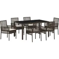 vidaXL Garten Essgruppe 7 Stk. Braun Poly-Rattan