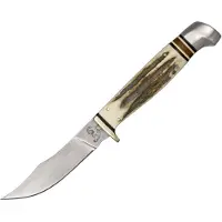 Hen & Rooster Stag Damascus Bowie