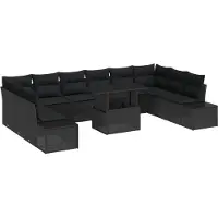 vidaXL Gartensofa-set 11 Stk. Schwarz Poly-Rattan