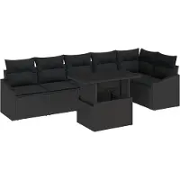 vidaXL Garten-Sofa-Set 7 Stk. Schwarz