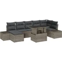 vidaXL Gartensofa-set 8 Stk. Grau Poly-Rattan