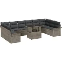 vidaXL Sofa Set 11 stk. Grau Poly-Rattan