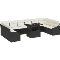 vidaXL Garten-Sofa-Set 11 stk. Schwarz und Creme