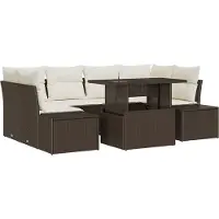 vidaXL Garten-Sofa-Set 7 Stk. Braun und Creme