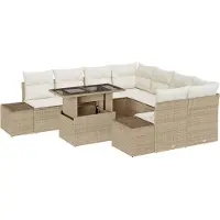vidaXL Gartensofa-set 9 Stk. Beige und Creme Poly-Rattan