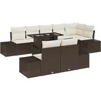 vidaXL Gartensofa-set 9 Stk. Braun und Creme Poly-Rattan