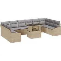 vidaXL Garten-Sofa-Set 11 stk. Beige und Hellgrau