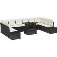 vidaXL Gartensofa-set 11 stk. Schwarz Poly-Rattan
