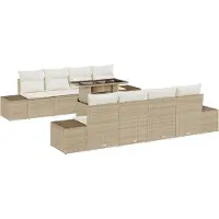 vidaXL Gartensofa-set 9 Stk. Beige und Creme Poly-Rattan