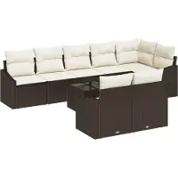 vidaXL Gartensofa-set 9 stk. Braun und Creme Poly-Rattan