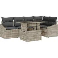 vidaXL Garten-Sofa-Set mit Kissen mit Speicher 6 pcs Hellgrau