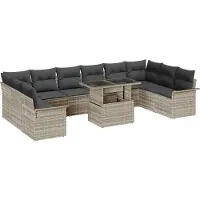 vidaXL Sofa Set 11 Stk. Hellgrau Poly-Rattan